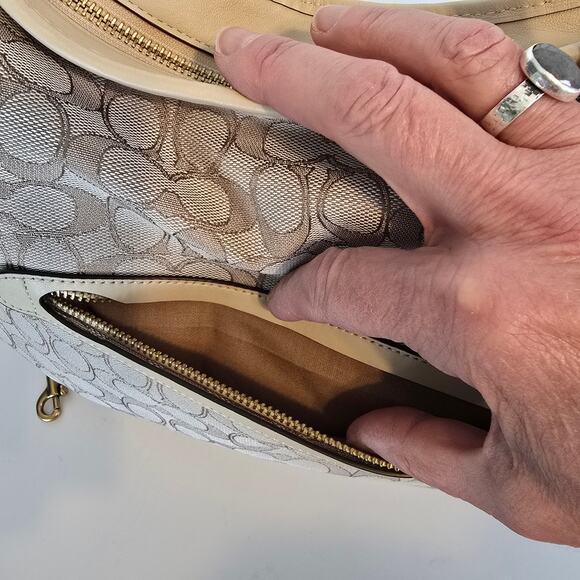 Coach Soft Tabby Hobo Bag in Signature Jacquard Ivory Chalk C6659 - Picture 7 of 11